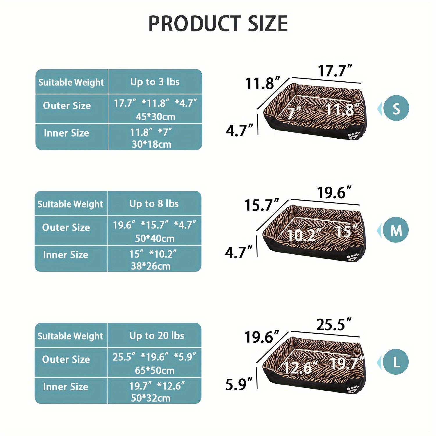 Dog Bed Soft Mat in Multiple Sizes Non-Slip Washable Polyester Fiber Rectangle for All Breeds