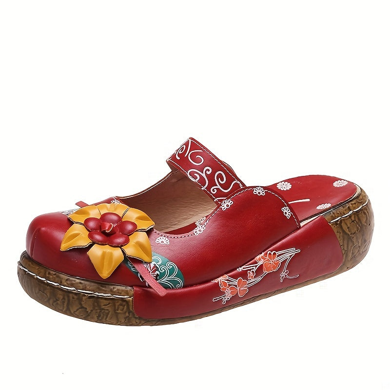 Women's Floral Wedge Shoes Lightweight Closed-Toe Slip-Ons for Spring