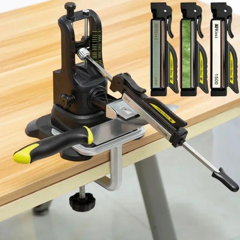 Профессиональная система заточки ножей с основанием из чугуна и точильными камнями