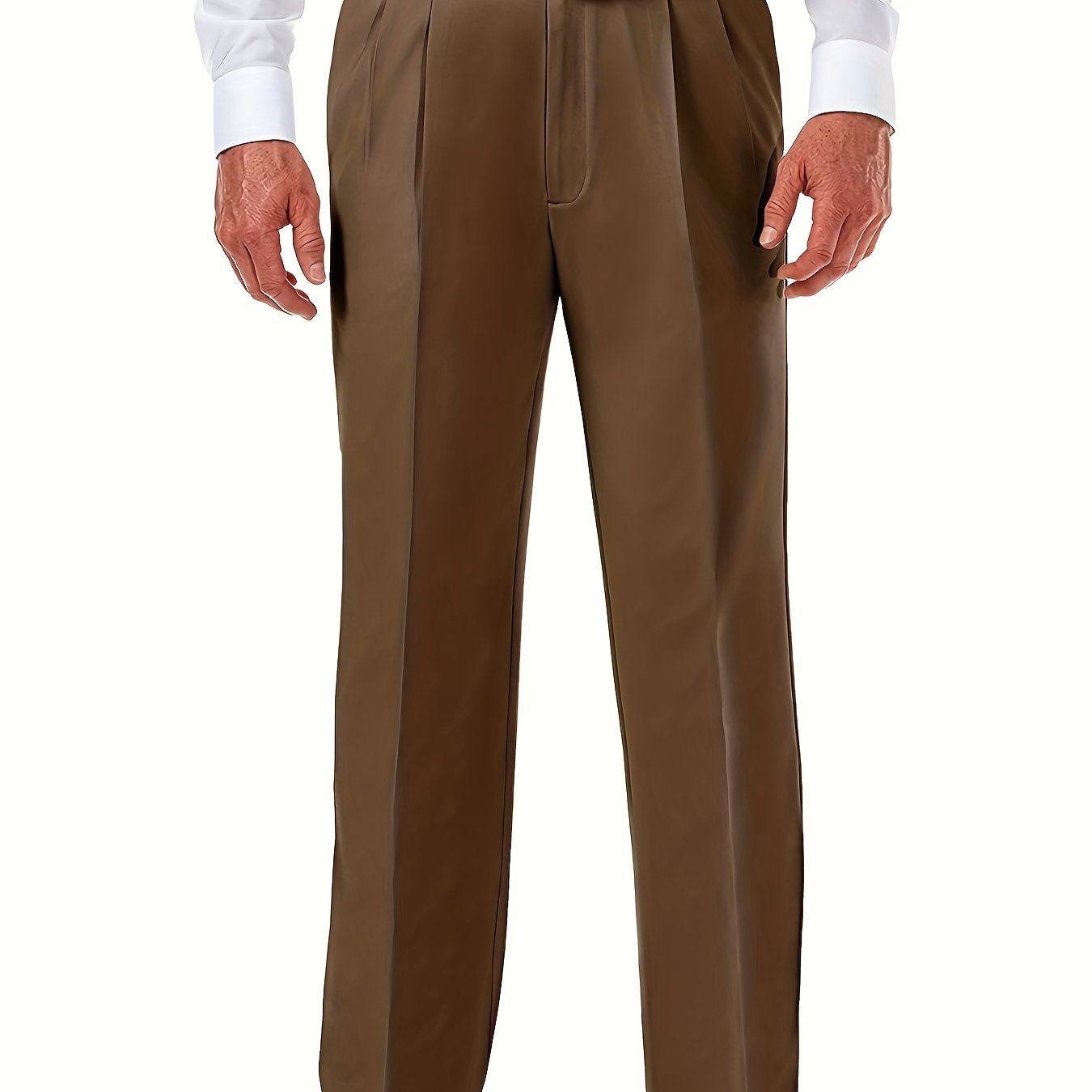 Plus Size Men's Solid Polyester Suit Pants for Formal Occasions