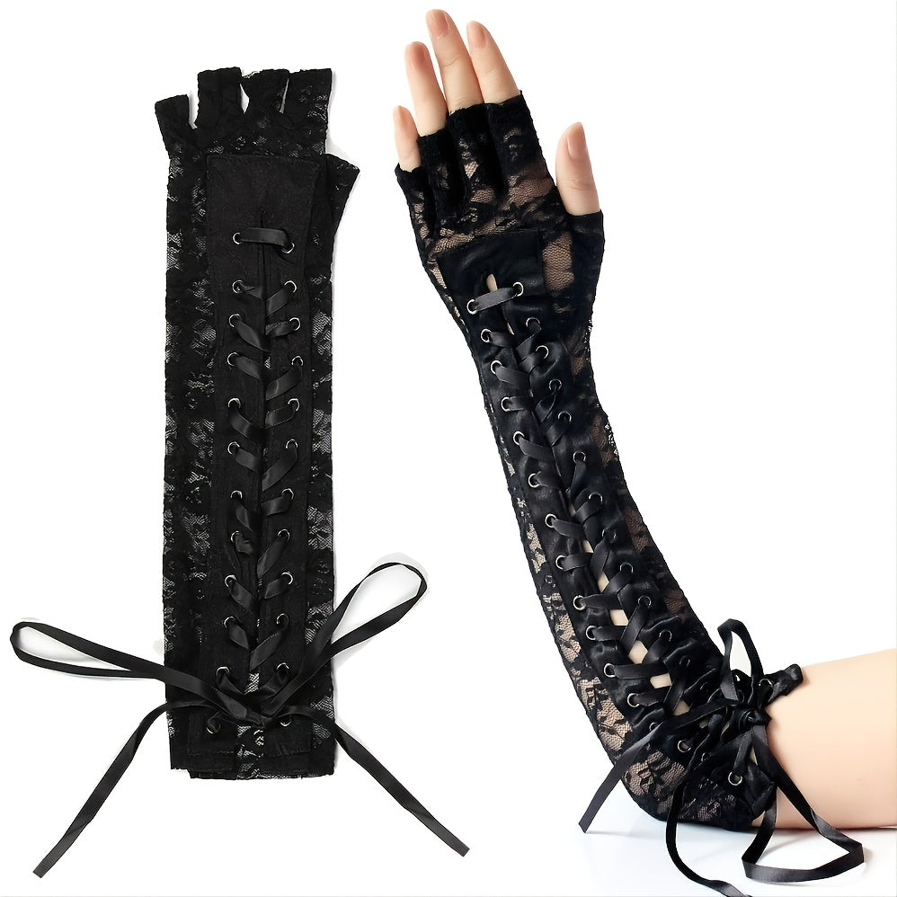 Women's Retro Halloween Gloves Gothic Lace Corset Fingerless Cosplay