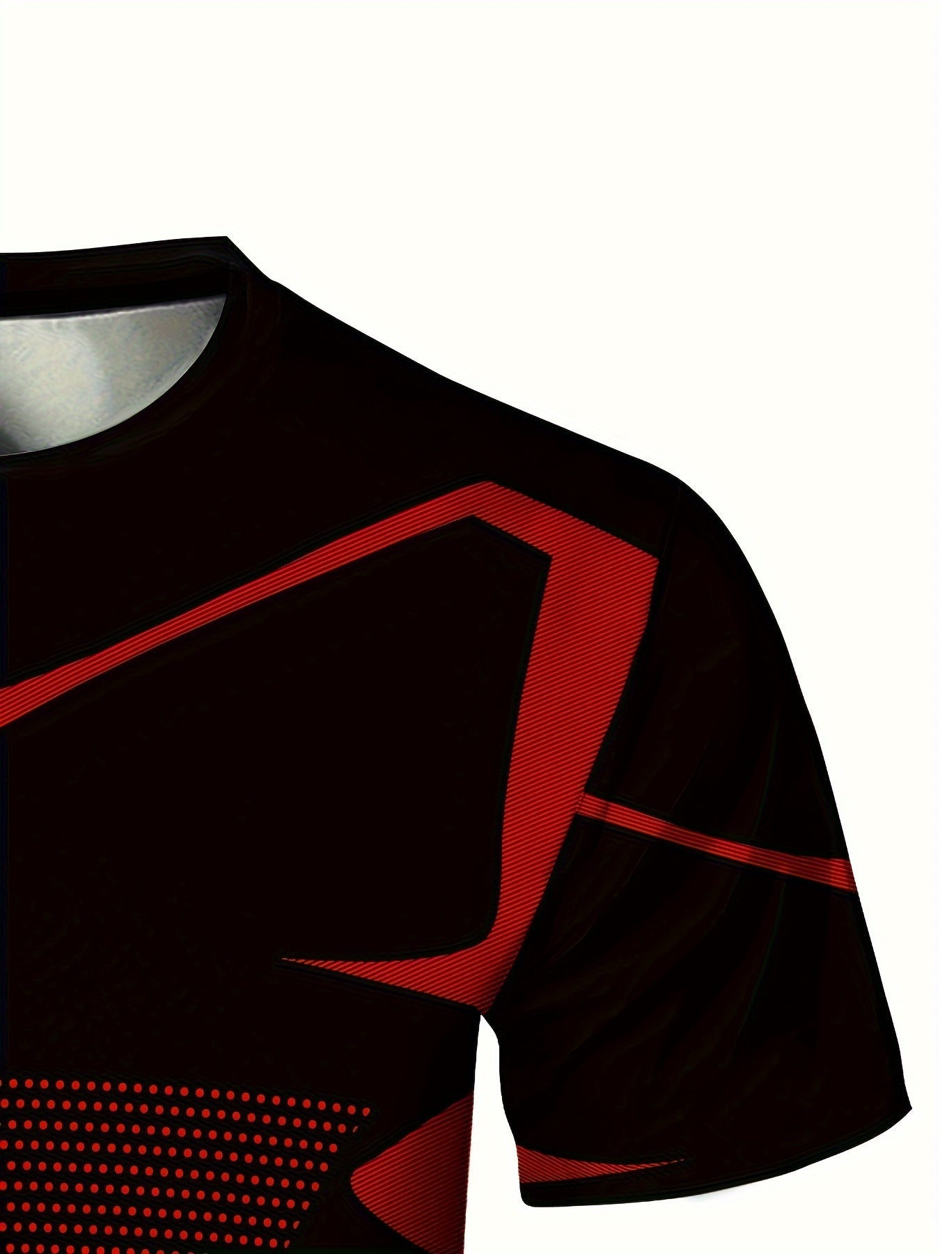 Men's Quick Dry Sports T-Shirt with Geometric Pattern Short Sleeve Polyester Athletic Top