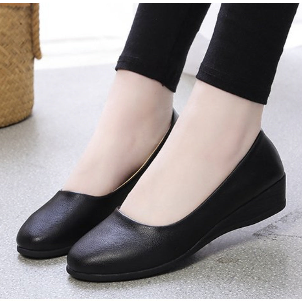 Zapatos de ballet negros para mujer sin cordones, con punta redonda, para todas las estaciones