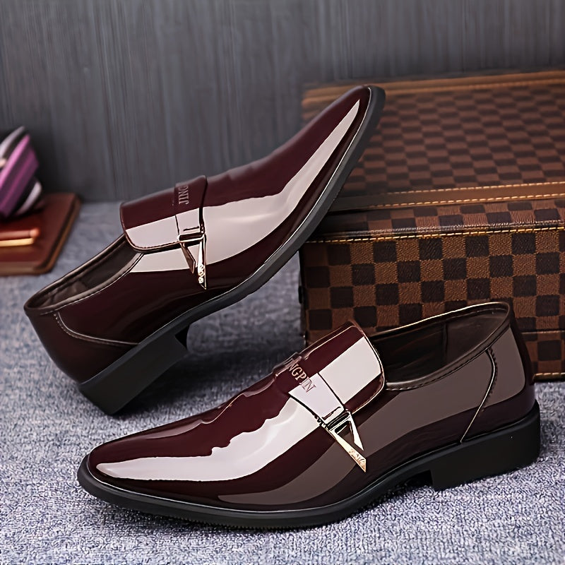 Men's Non-Slip PU Dress Shoes for Casual All-Season with Pointed Toe