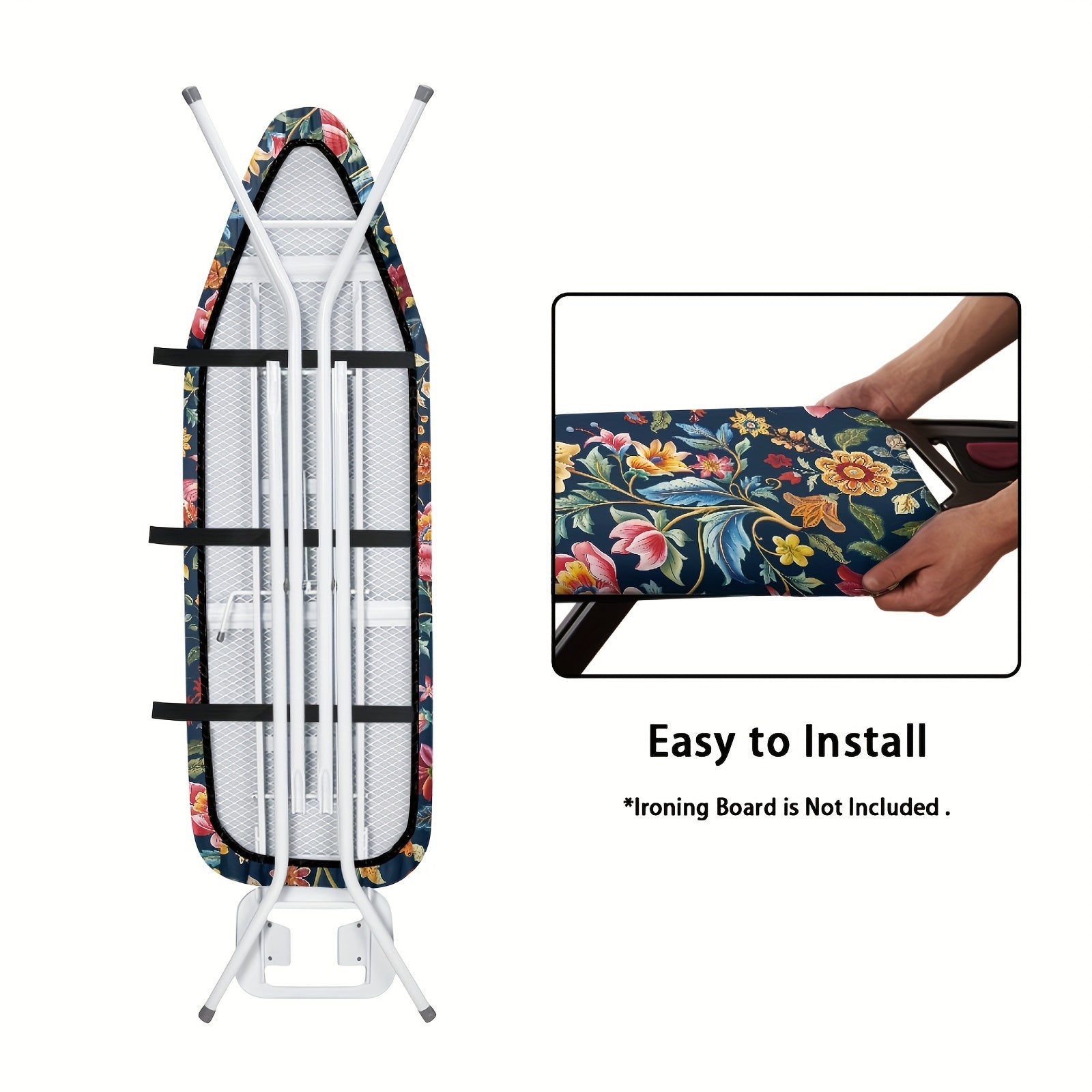 Retro Floral Ironing Board Cover with Stretchable Edge Dust-Resistant Replacement