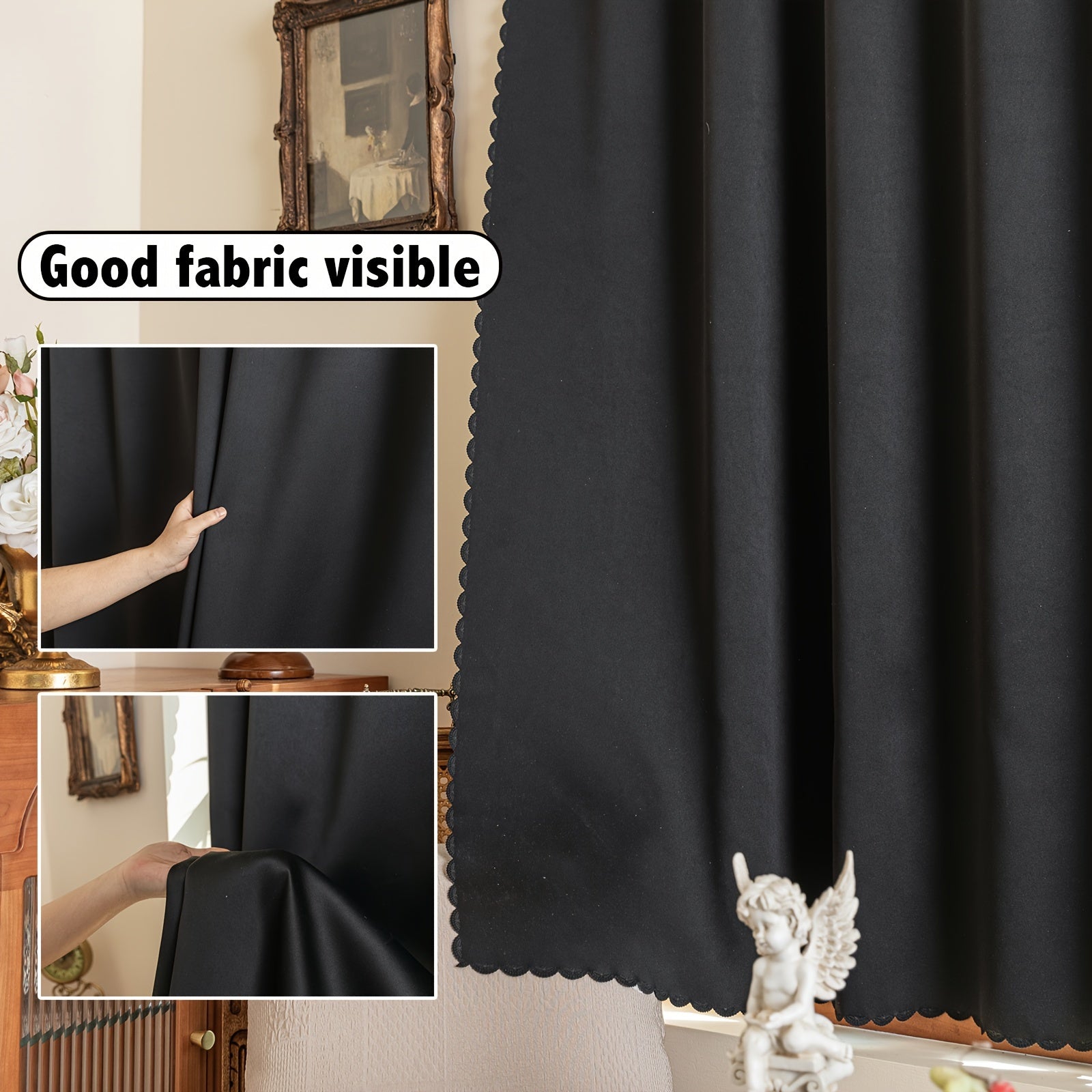 Blackout Curtain Without Rod UV Blocking Easy to Install for Bedroom Living Room Kitchen