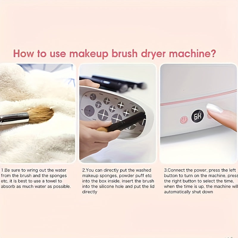 Electric Makeup Brush Cleaner and Dryer USB Rechargeable Automatic 2-in-1