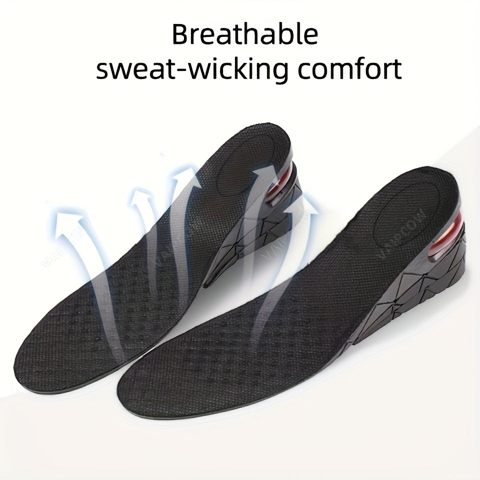 Men's Invisible Air Cushion Height-Increasing Insoles, Soft Leather, Adjustable, 2 Pairs