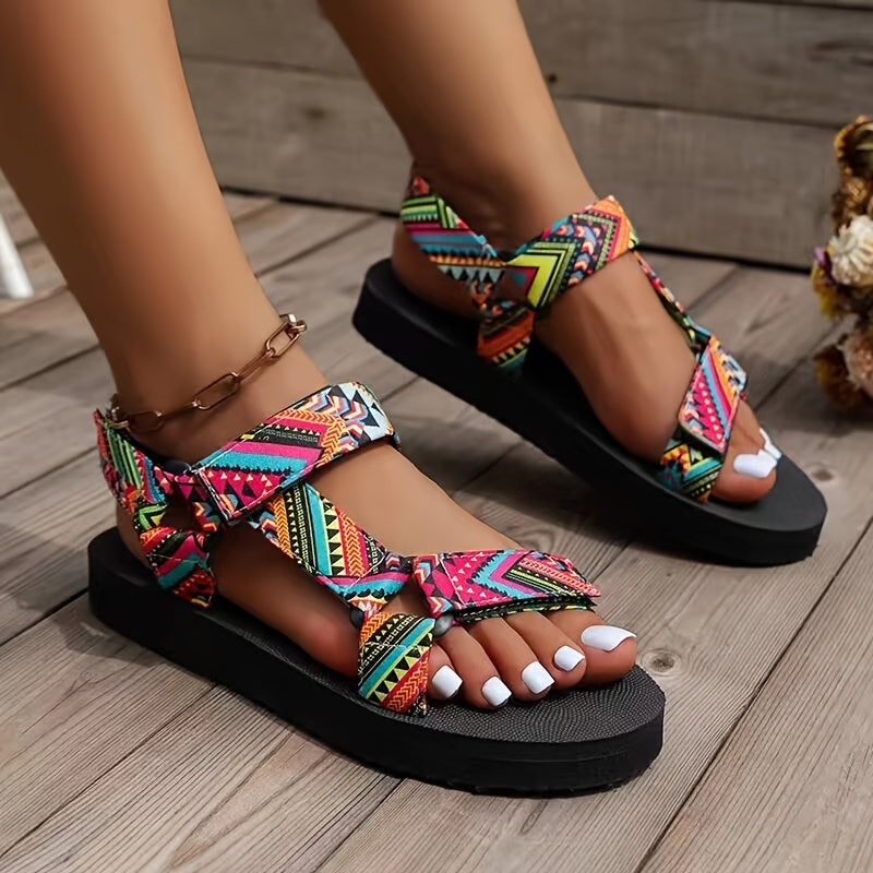 Women's Flat Sandals Open Toe Lightweight Tribal Pattern Casual Summer