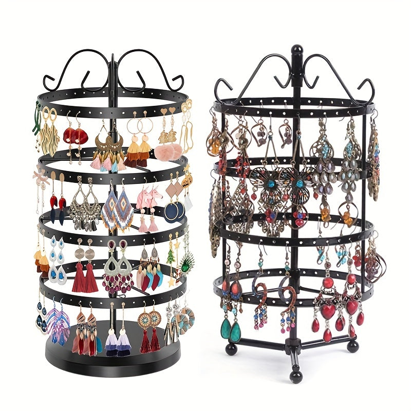 Metal Rotating Earring Holder Organizer with 4 Tiers Jewelry Display Stand