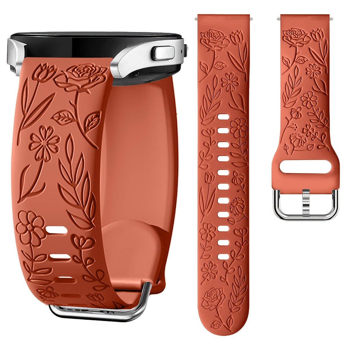 Rose Blossom Silicone Watch Strap for Samsung Galaxy Watch 7/FE 6 5 4 20mm Replacement