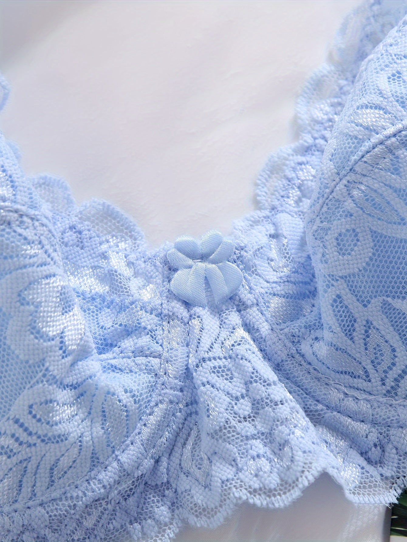 Lingerie Lacy Push-Up Underwire Bra Solid Color Spandex Knit 145gsm