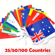 International Flag Banner for Room Decor 25/50/100 Flags Polyester for Events