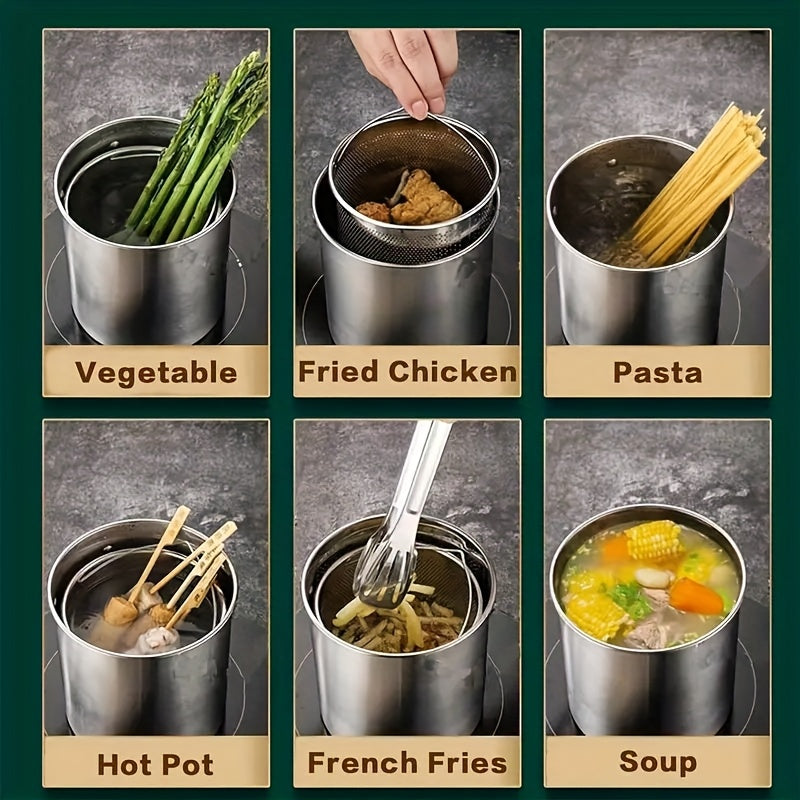 Olla de filtro de aceite de acero inoxidable con colador de malla de alta capacidad sin goteo