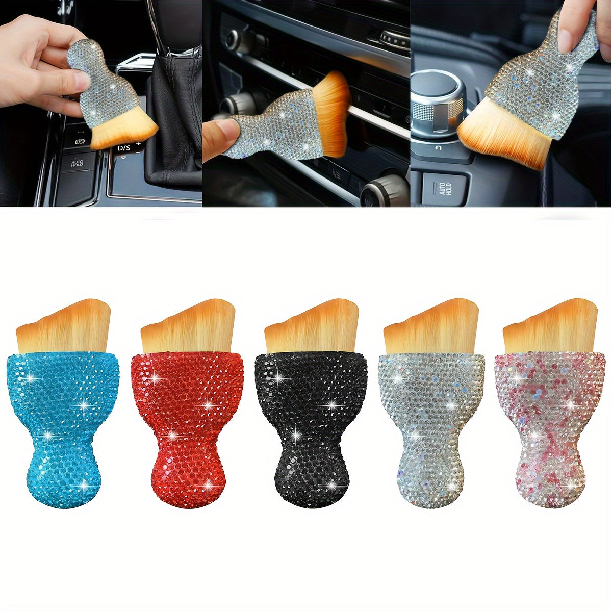 Car Interior Detailing Brush Plastic Dusting Tool Soft Bristle Compact