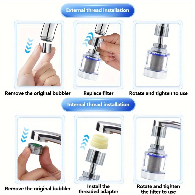 Stainless Steel Mesh Faucet Filter with Large Angle and Reusable 316 Stainless Steel Screen