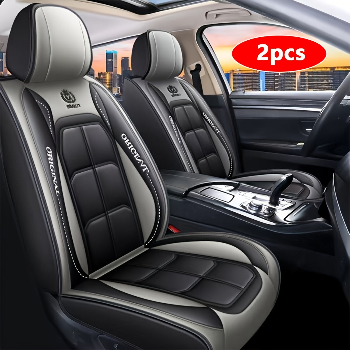 Universal Fit PU Leather Car Seat Covers Front Seat Protectors for Trucks SUVs