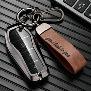 Men Women Leather Key Case and Keychain, Compact, Durable, Black