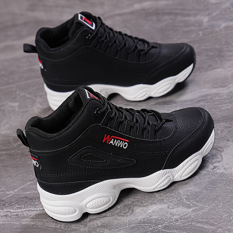 Women's White High-Top Sneakers with Rubber Sole and Breathable Fabric