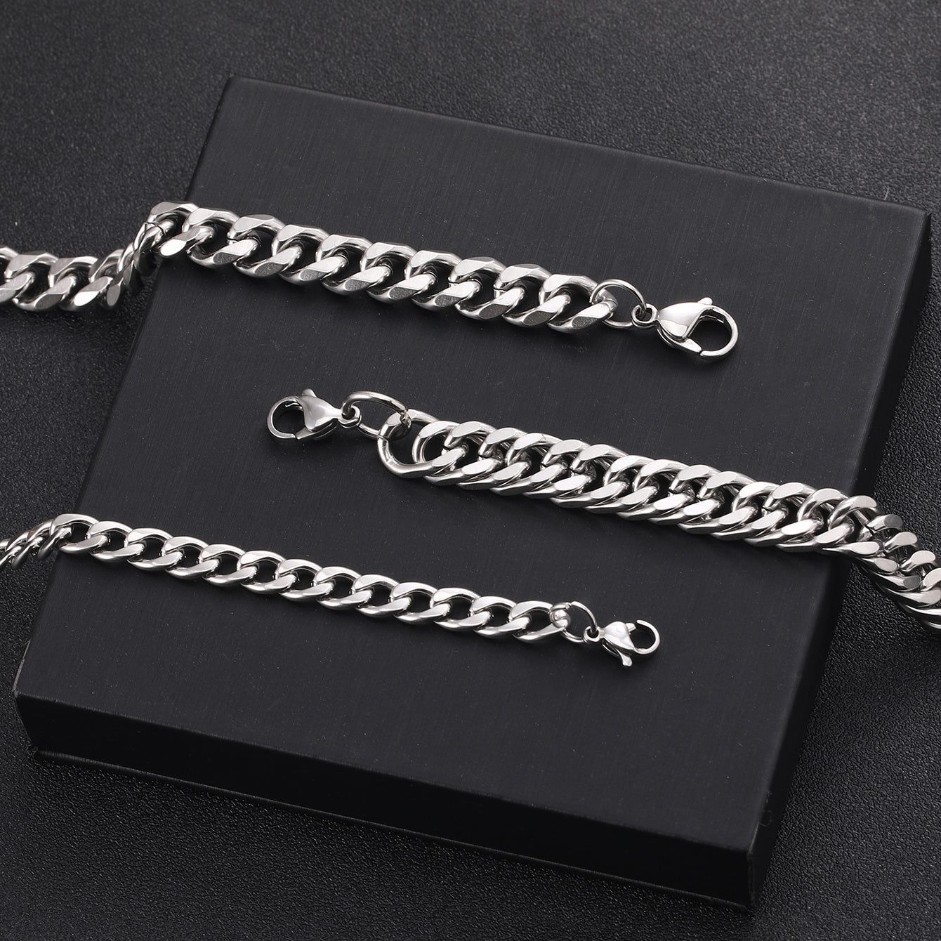 Three Stainless Steel Chain Bracelets for Men Men’s Jewelry Gift