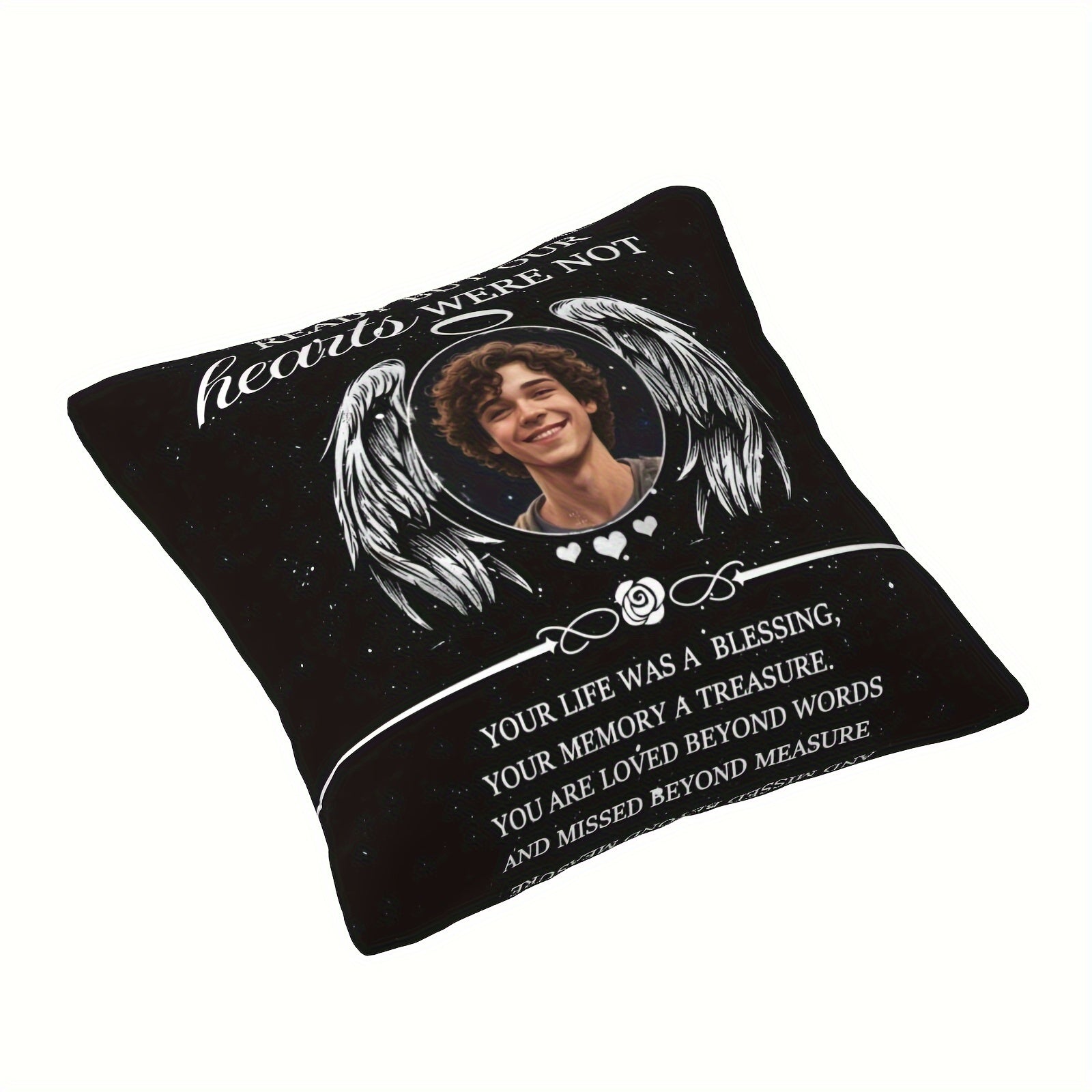 Personalized Memorial Pillow with Angel Wings Design Custom Photo Pillowcase Sentimental Memory Pillow for Adults
