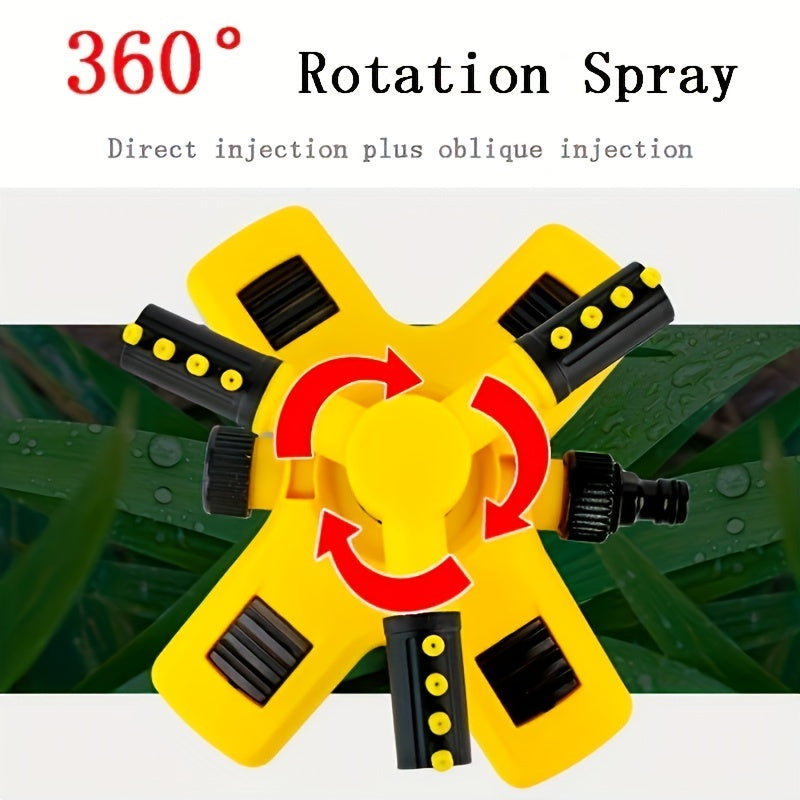 Automatic Lawn Sprinkler 360° Rotating Arms Large Area Coverage Yellow
