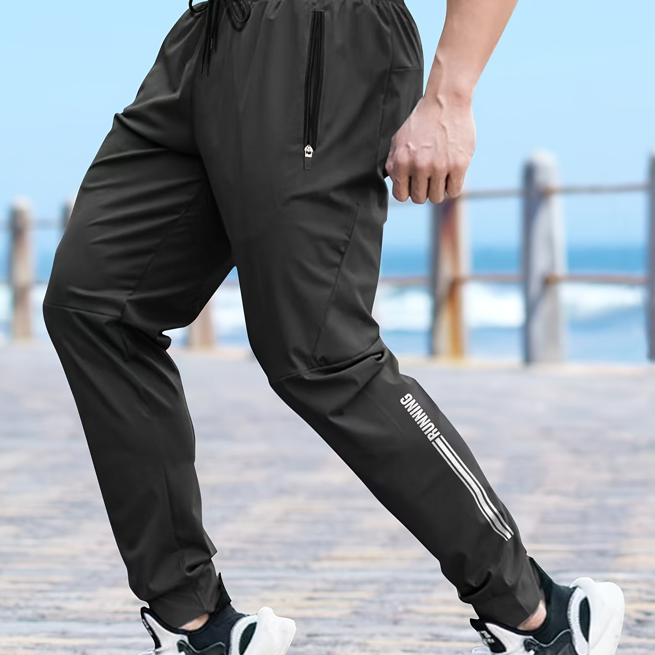 Pantalones deportivos de poliéster para hombre, que absorben la humedad, de corte holgado y secado rápido para correr, yoga y entrenamiento