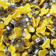12 Stainless Steel Hose Clamps with Yellow Plastic Handles for Plumbing Automotive Repair