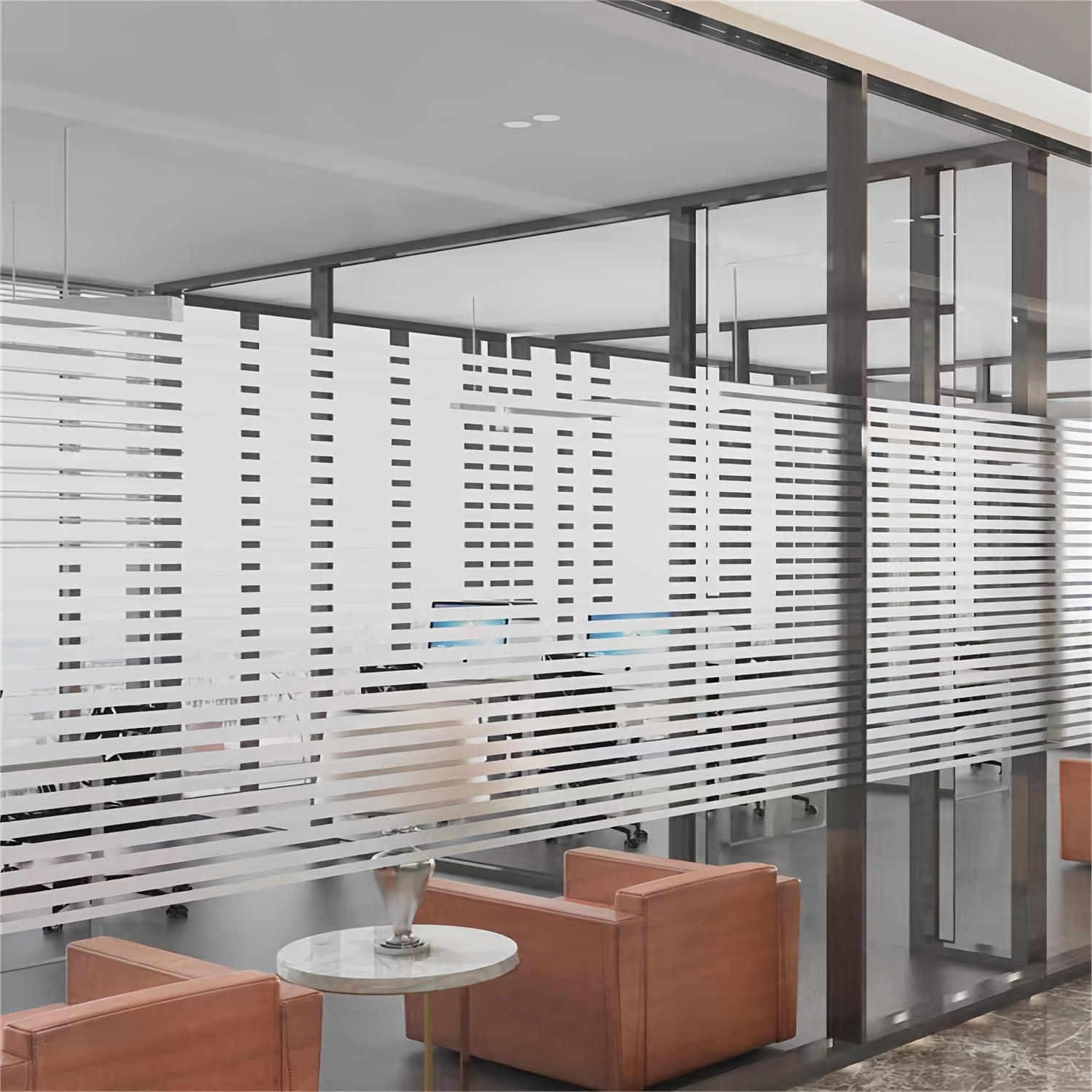 Электростатическая неприлипающаяся стеклянная пленка с полосатым узором для конфиденциальности и декора