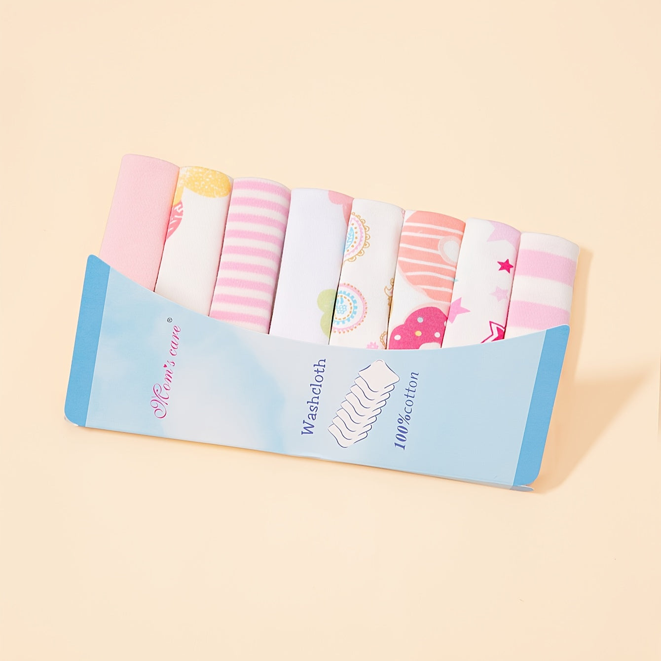 Set of 8 Baby Towels and Washcloths Soft Cotton Baby Bath Cloths and Face Towels for Newborns and Toddlers