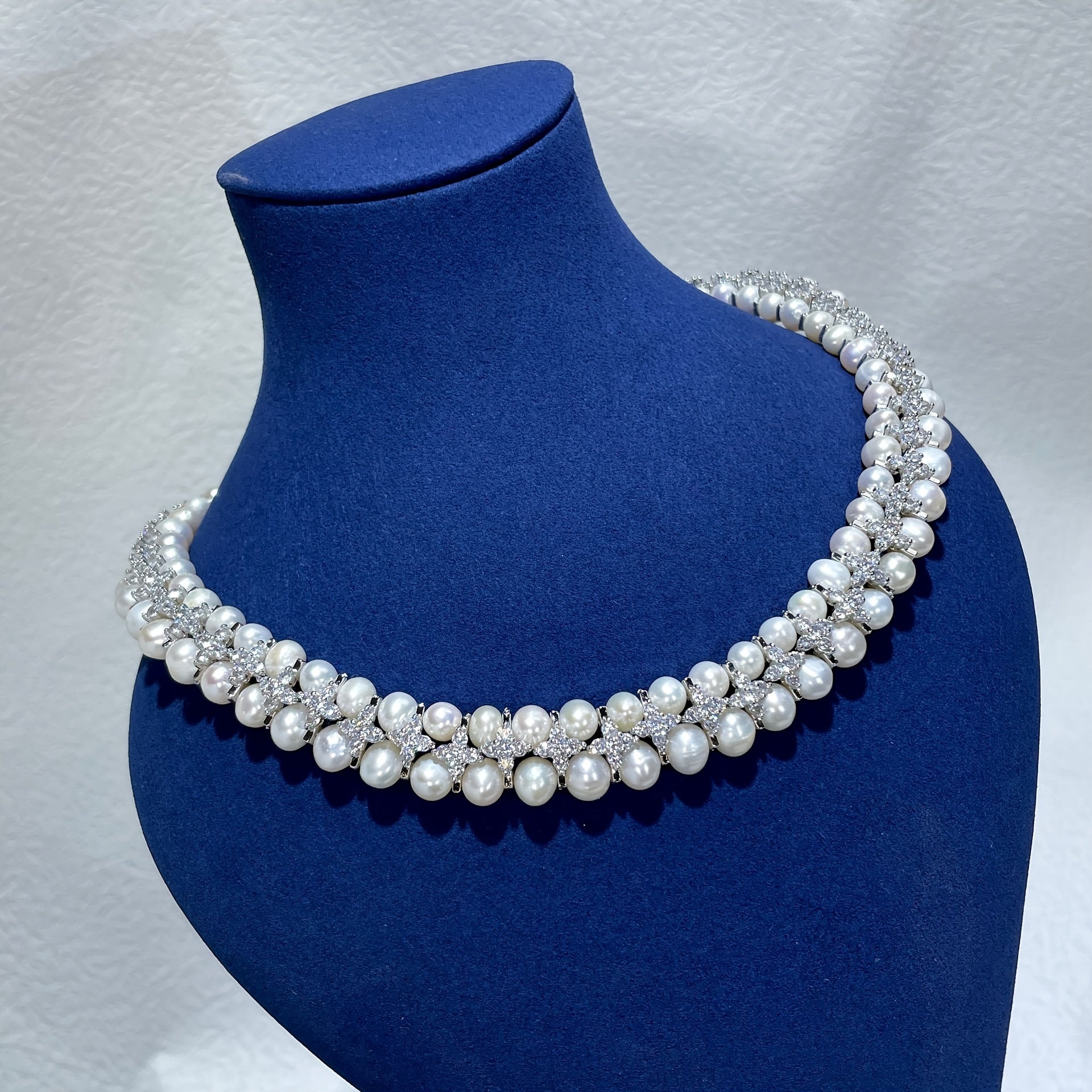 White Freshwater Pearl Necklace for Women Vintage Style Wedding Party Gift
