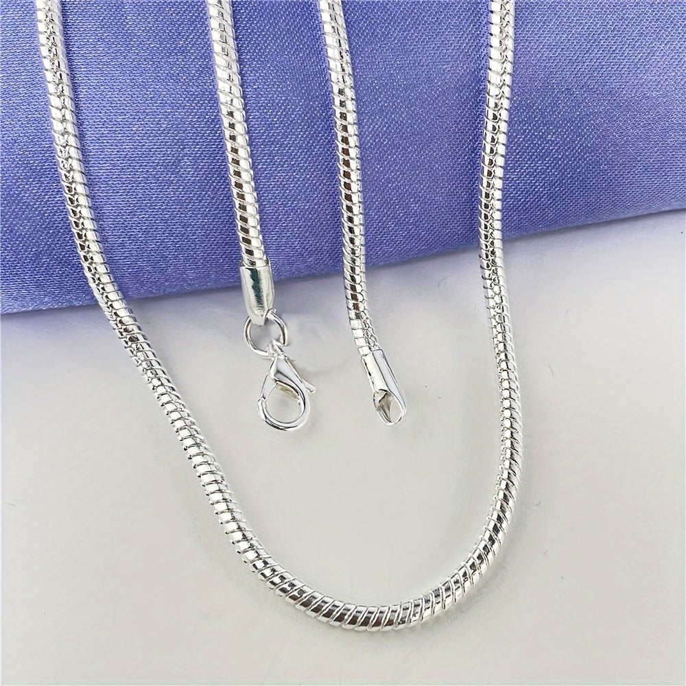 Sterling Silver Jewelry Set with 3mm Snake Chain Necklace and Bracelet Gift