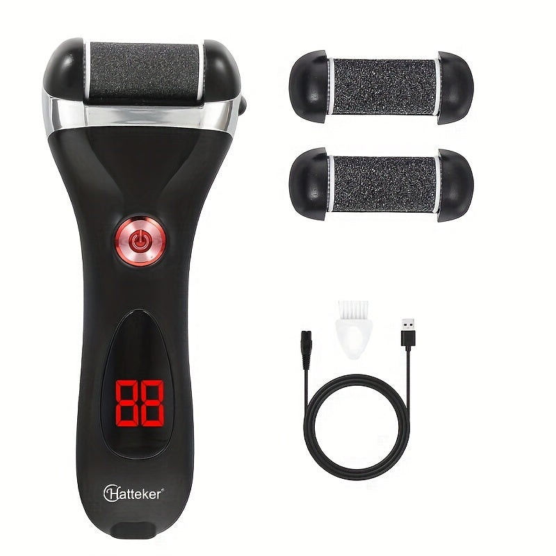 HATTEKER Elektrik oyoq kallus olib tashlagich LCD displey bilan - USB orqali zaryadlanadigan, 1200mAh batareya bilan silliq oyoqlar uchun