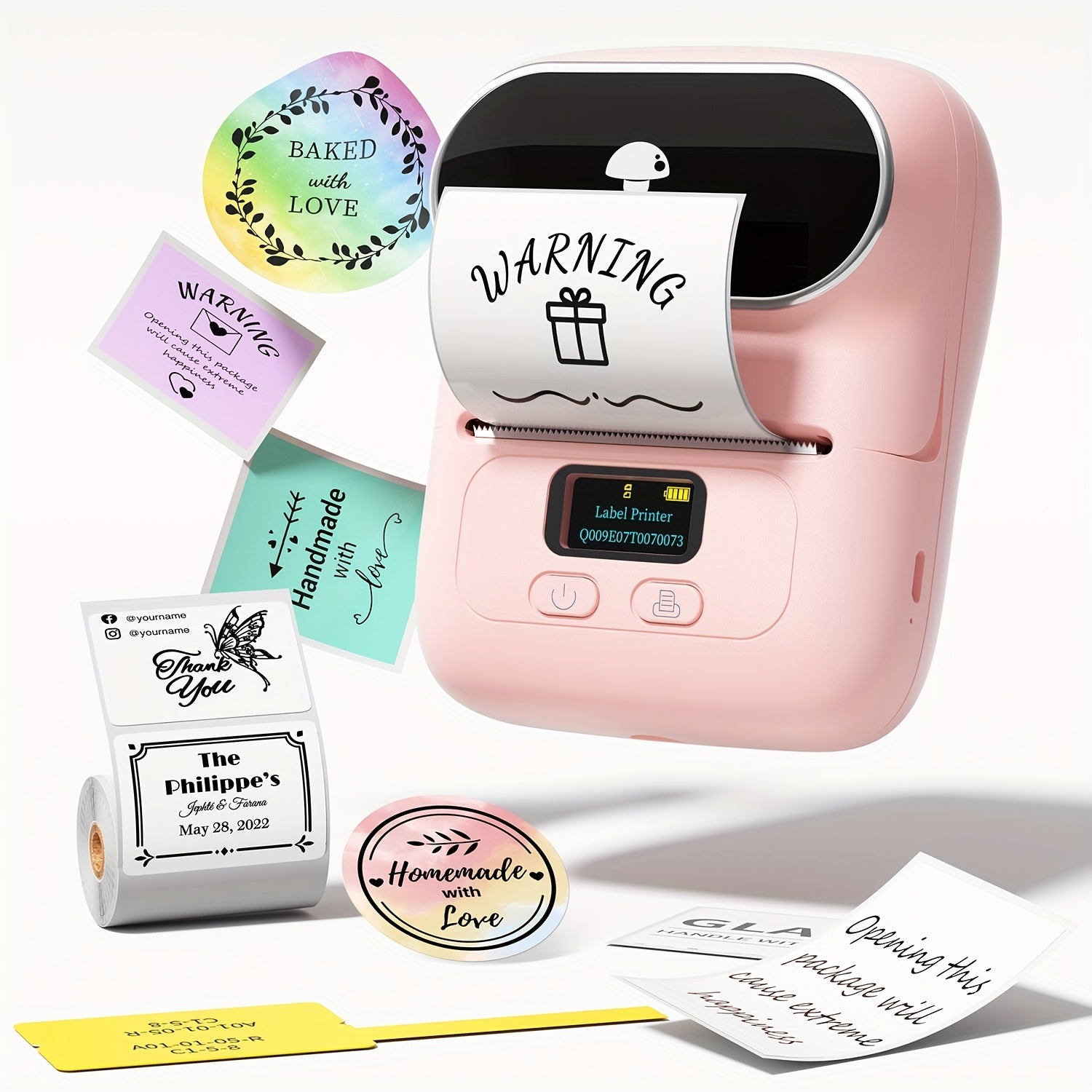 Portable Thermal Label Printer for IOS Android Small Business Office Black 40x30mm