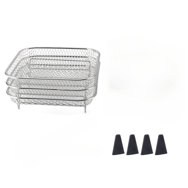 7-Piece Stainless Steel Air Fryer Accessories Set with Stackable Rack and Heightening Pad