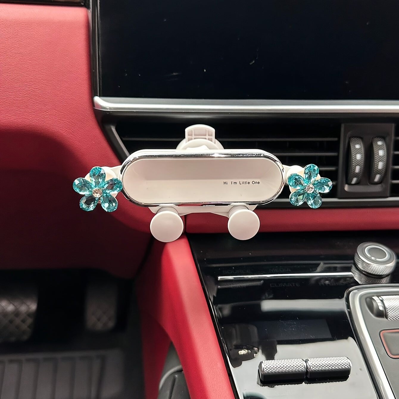 Soporte para teléfono de espejo de coche ajustable en forma de flor de plástico unisex, duradero y lavable