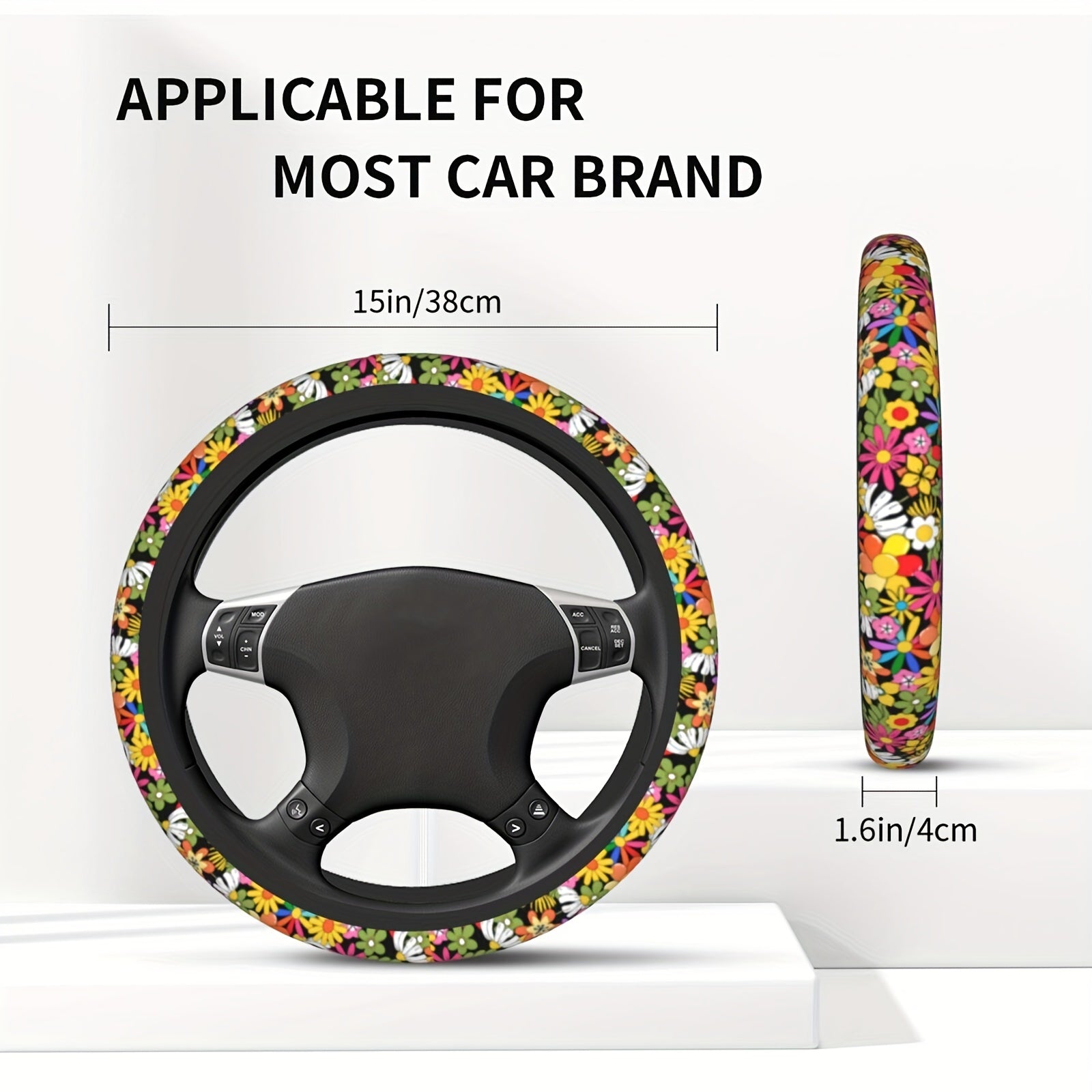Ayollar uchun yumshoq, sirpanmaydigan boshqaruv g'ildiragi qoplami 38.1cm, chiroyli avtomobil aksessuarlari