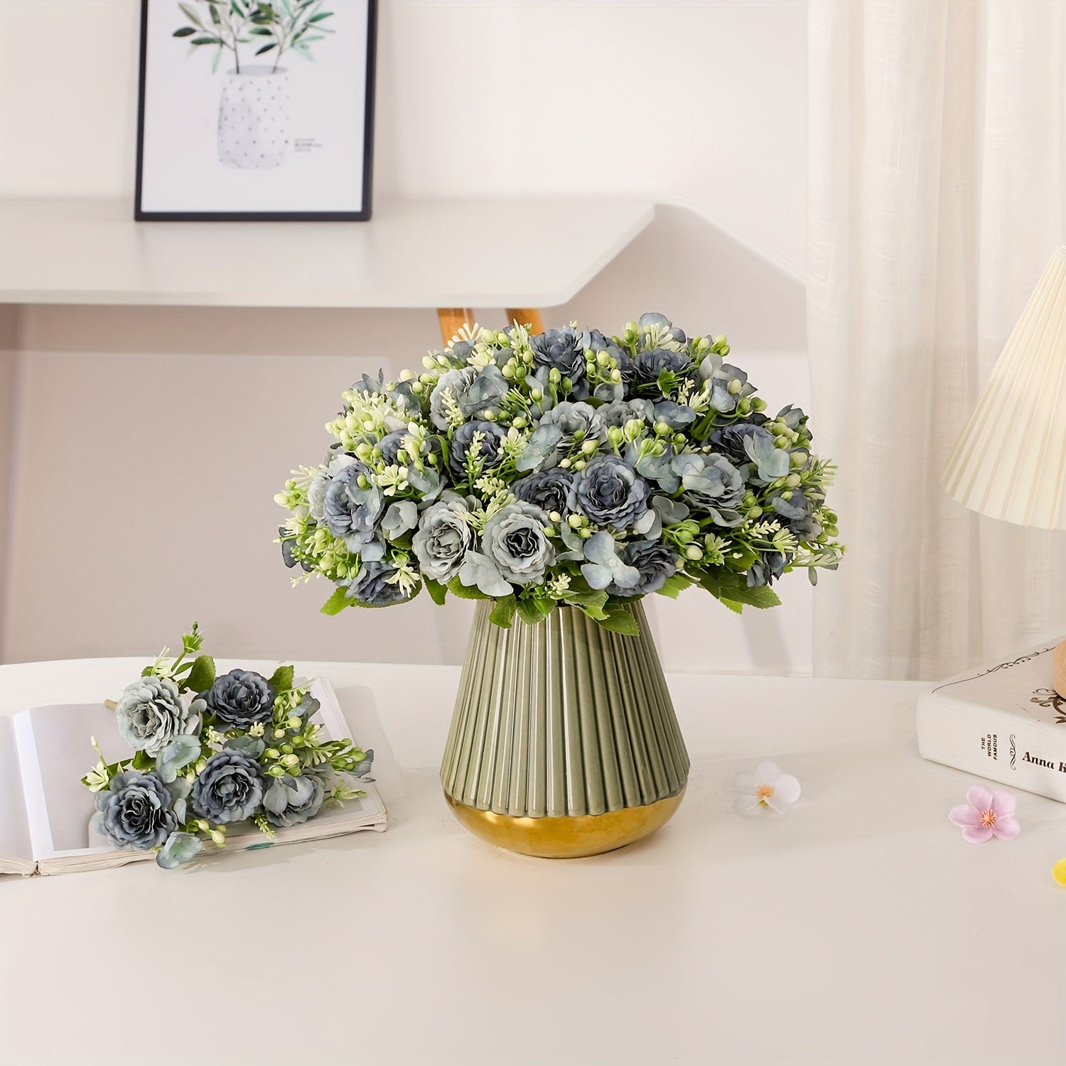 Ramos de flores artificiales peonía falsa para centros de mesa en el hogar y la oficina