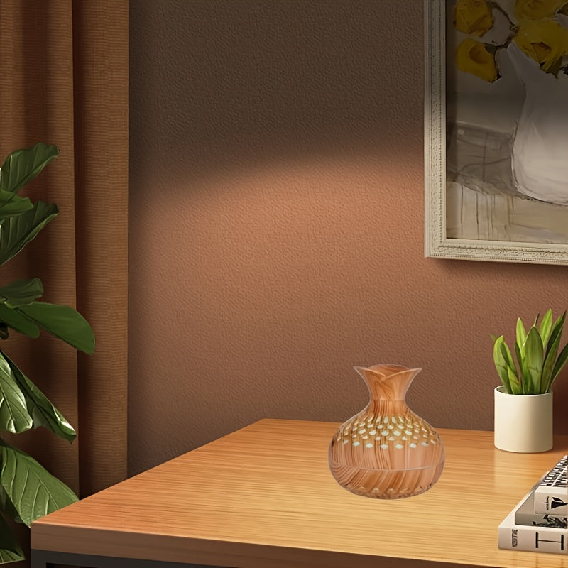 Wood Grain USB Humidifier with Silent Operation and Fragrance Diffuser for Living Room Decor