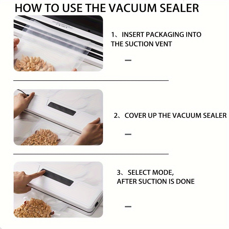 Avtomatik oziq-ovqat vakuum yopishqoq, yengil va kompakt, EU rozetkasi, 10 ta paket