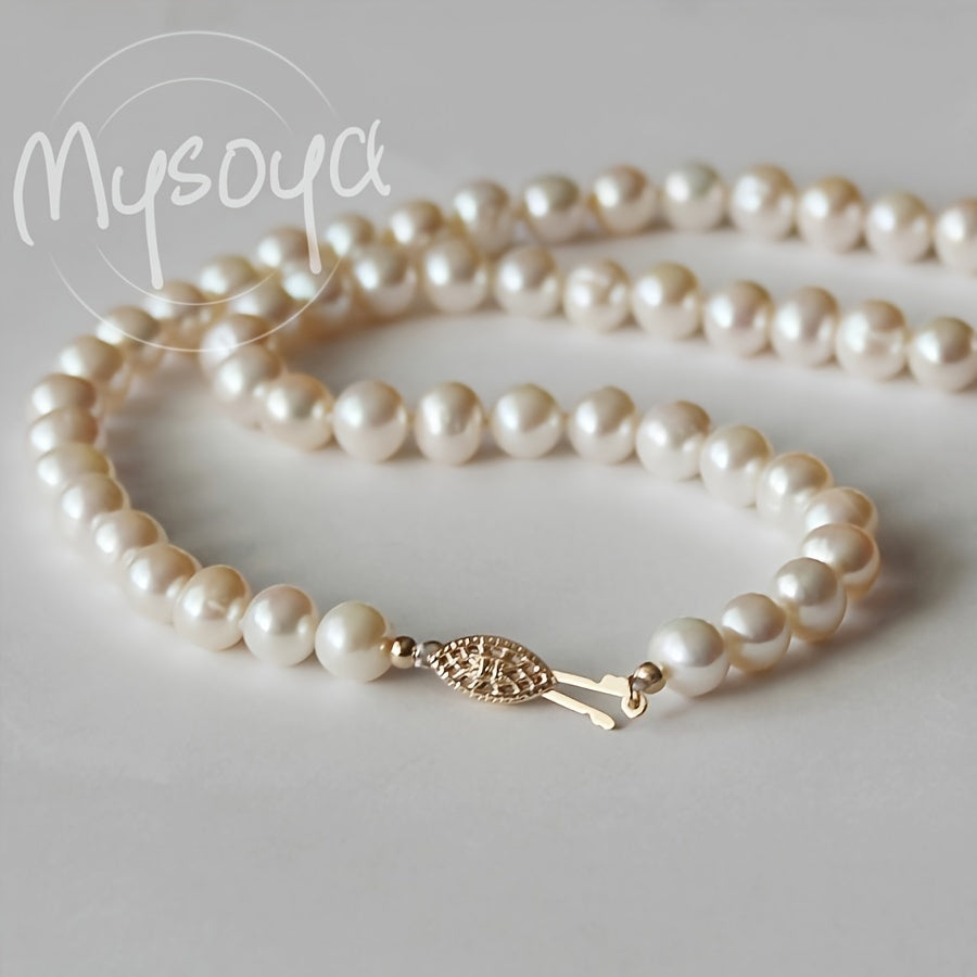 Qo'l bilan tayyorlangan Shirin Su Pearl Zanjir, Ochiq Ishlatish Qiluvchi - 7-8mm, Nafis va Hashamatli, Iyul Tug'ilgan To'yi, Har kuni kiyish yoki to'y uchun mos, MYSOYA Brendi, Chiroyli Sovg'a Qutisida - U yoki U uchun mukammal Rojdestvo Sovg'asi.