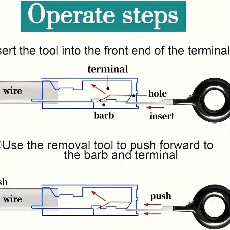 59 piezas Juego profesional de herramientas para desmontar conectores de arnés de cables, kit de herramientas para terminales automotrices