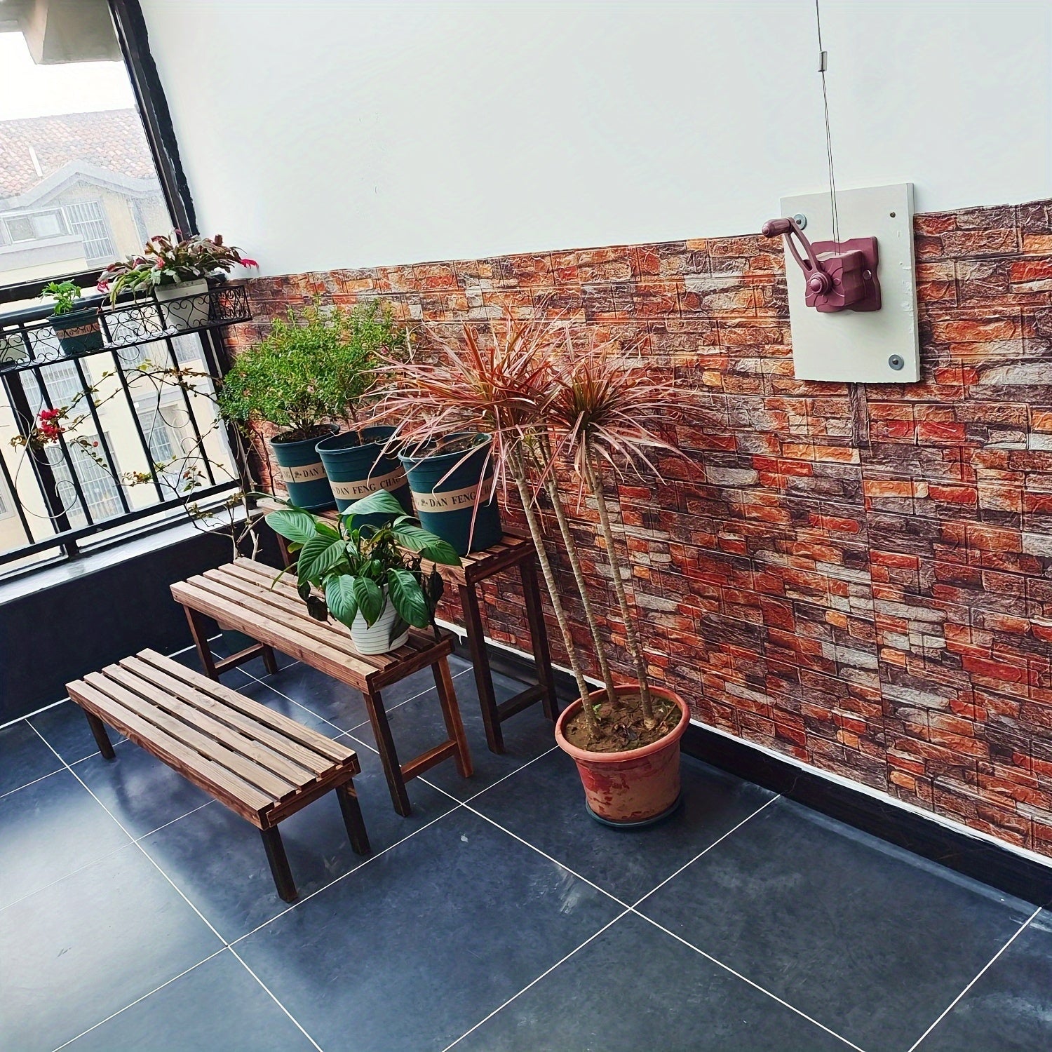 15pcs 3D Retro Brick Pattern Wall Tile Stickers Waterproof Easy to Apply for Kitchen Bathroom Living Room