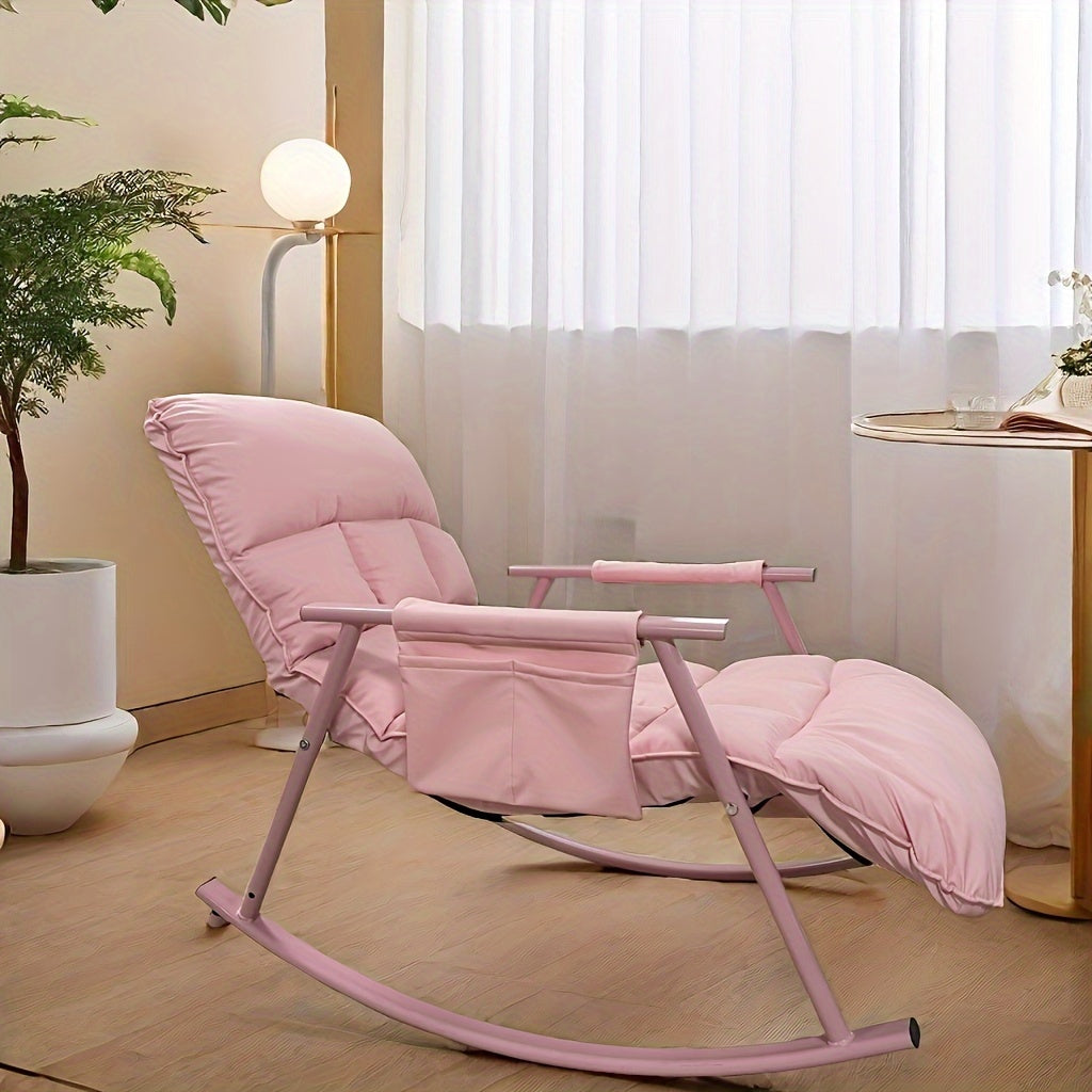 Moslashuvchan qayriladigan kreslo, paxta mato, metall ramka, apelsin rangli dam olish kreslosi uchun yashash xonasi