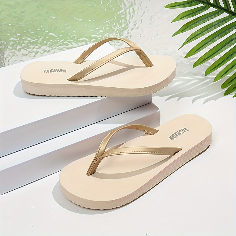 Women's Flat Sandals Apricot Beach Dress Casual Slip-On