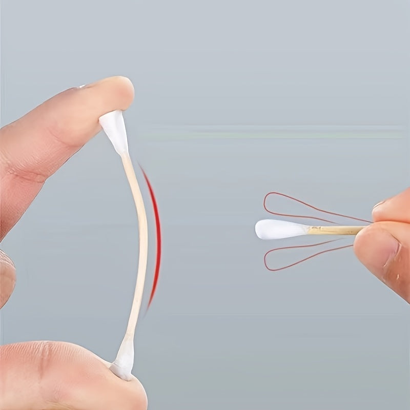 500 dona aromatsiz ikki boshli paxta tamponglari quloqni tozalash va makiyaj uchun