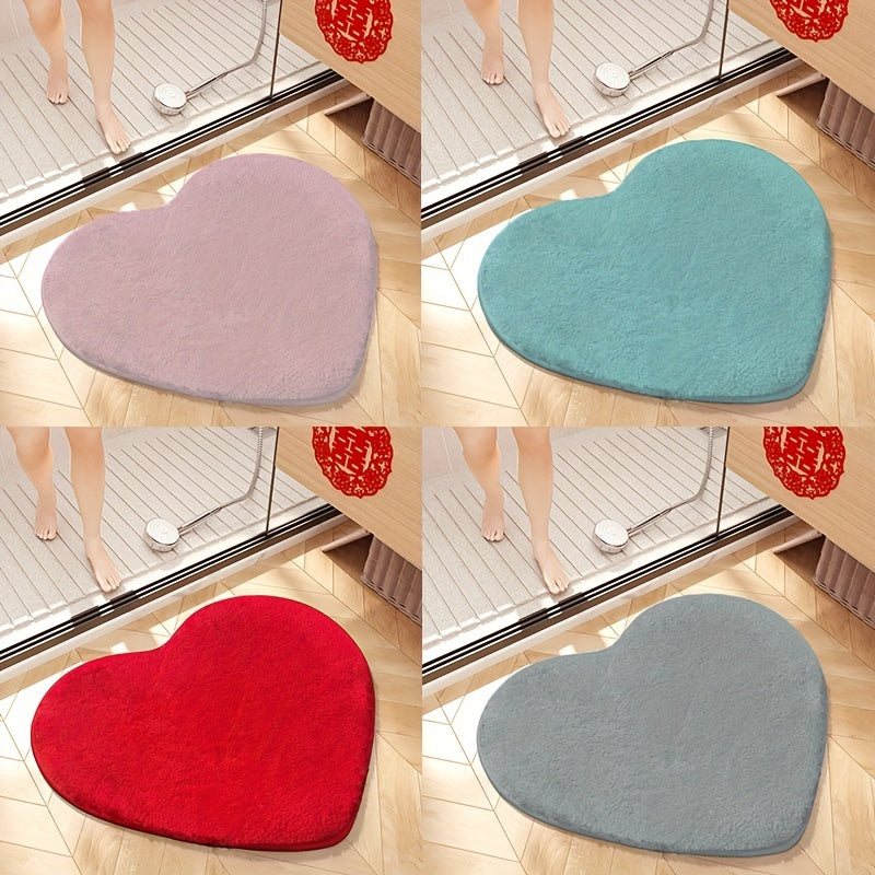 Alfombra de baño en forma de corazón suave, absorbente y antideslizante para decoración de baño en cuatro colores