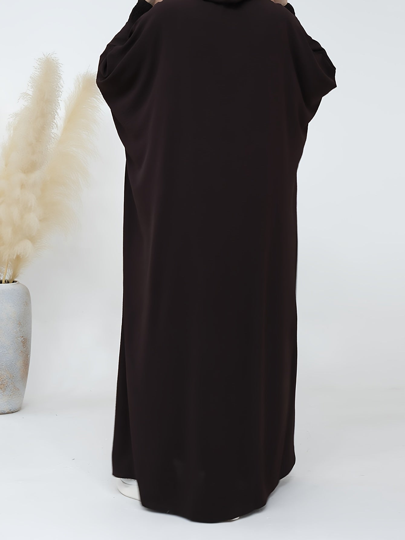 Women's Black Abaya with Batwing Sleeves Hooded Loose Fit Polyester All Seasons Minimalist Style