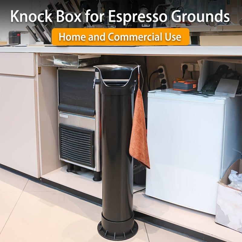 Commercial Espresso Knock Box with Removable Non-Slip Base and Towel