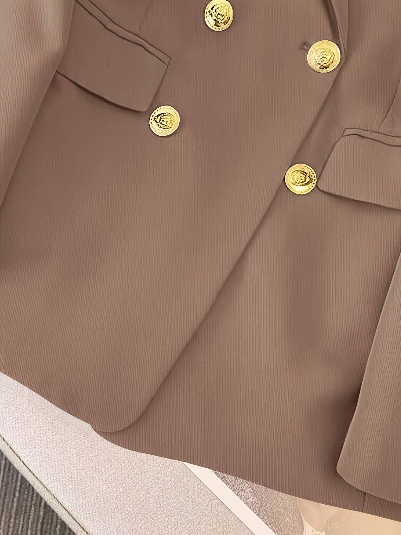 Blazer de poliéster para mujer con doble botonadura y solapa de muesca para oficina y trabajo